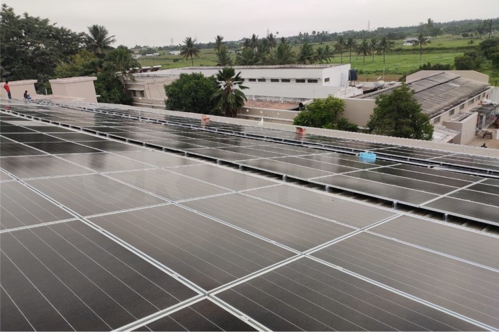 High-capacity solar panels installed on an industrial roof in Erode District tamilnadu