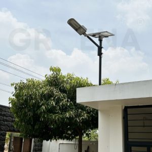 Solar street light installation in a residential area in Tamil Nadu